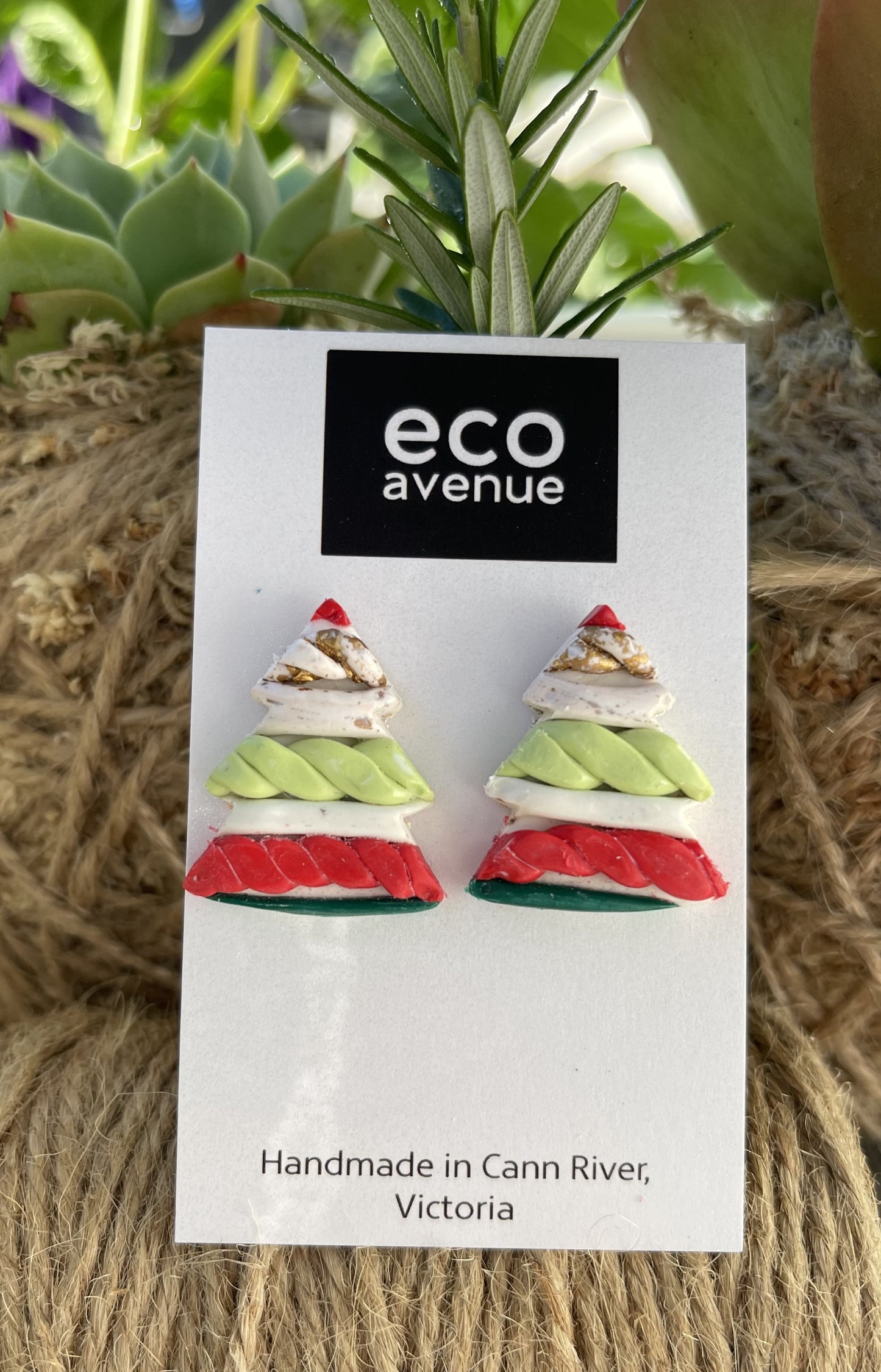 Handmade Earrings - Country Christmas Tree Stud Earrings